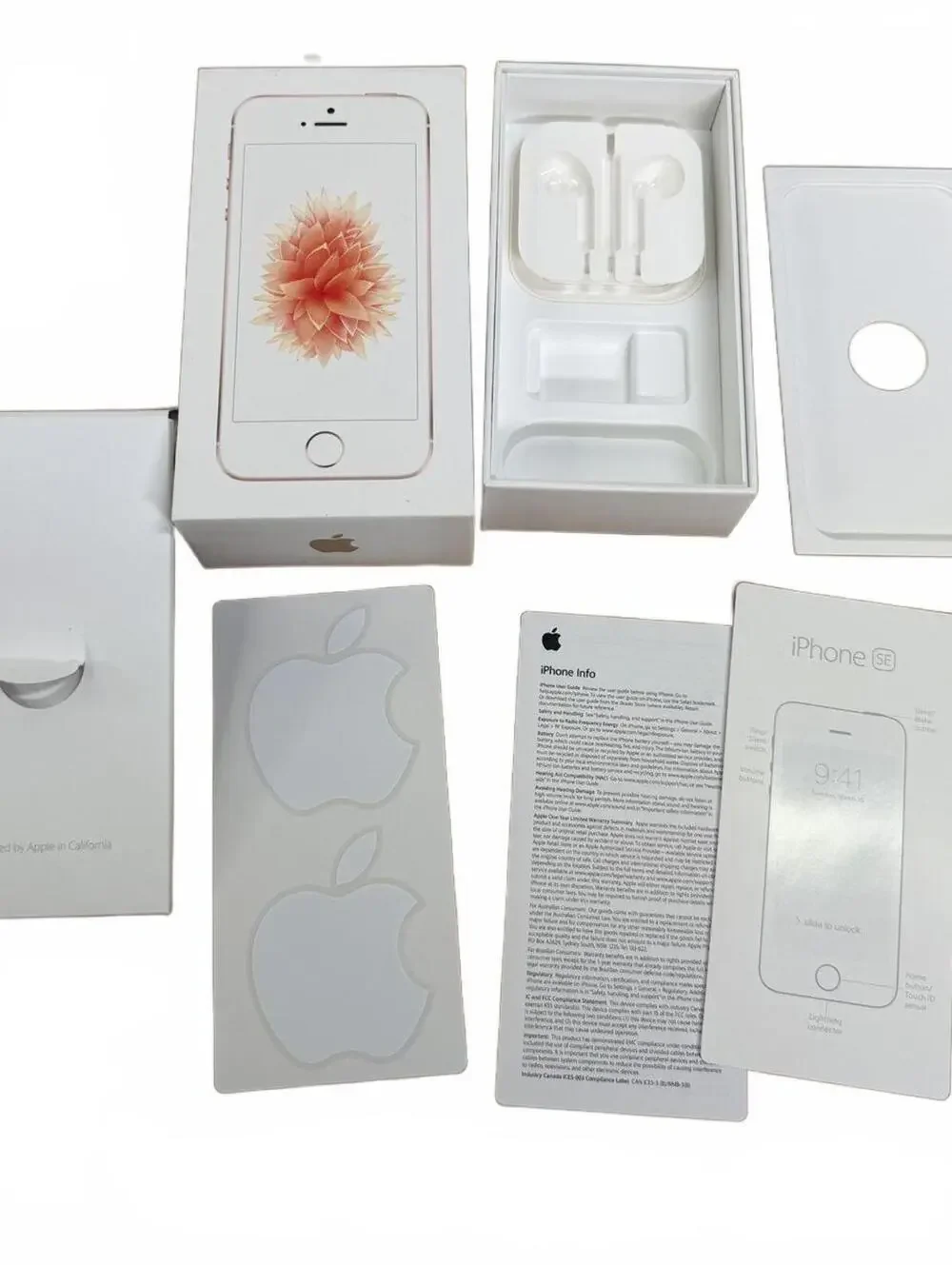 Apple iPhone SE Rose Gold 16GB Empty Retail Box EarPods Inserts Complete Kit